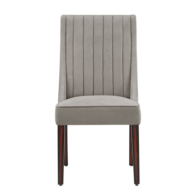 Aleysia Upholstered Channel Back Dining Side Chair, Gray