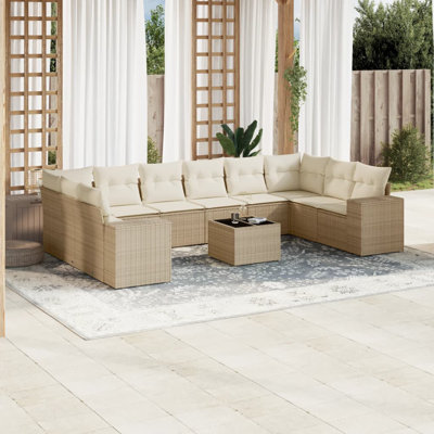 Ensemble de canapé de jardin Vidaxl beige et blanc crème