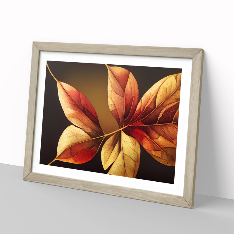 Showstopping Autumn Leaf - Framed Print, 46cm H x 64cm W x 2cm D, Oak