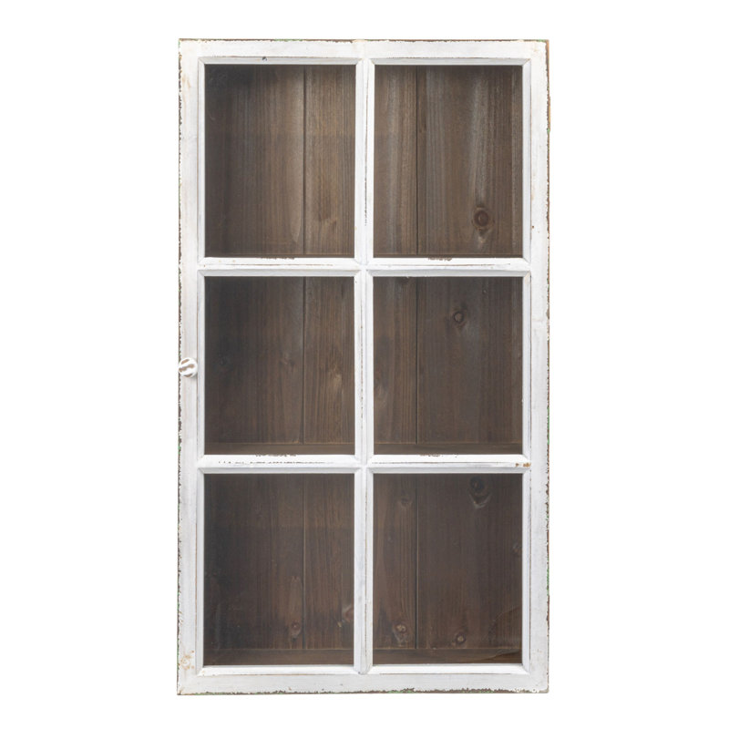 Antique Wood Wall Cabinet with 3 Shelves