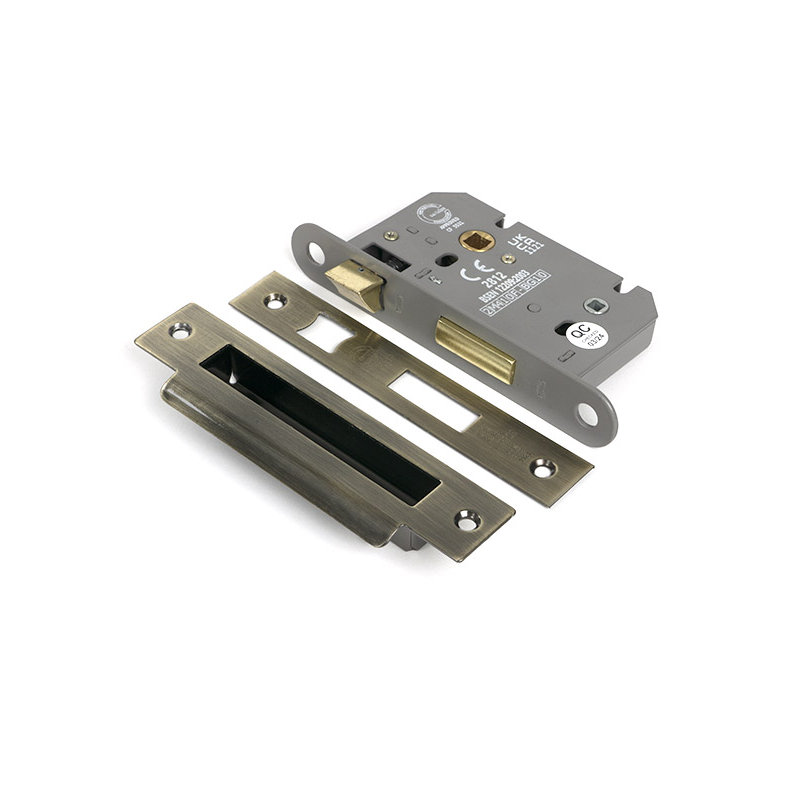 Heavy Duty Bathroom Lock, Aged Brass