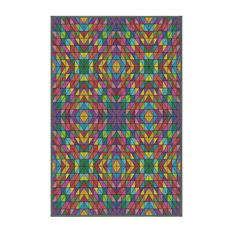 Tapis rouge/bleu/vert/rose à tissage électrique, Rectangle 2 pi x 3 pi