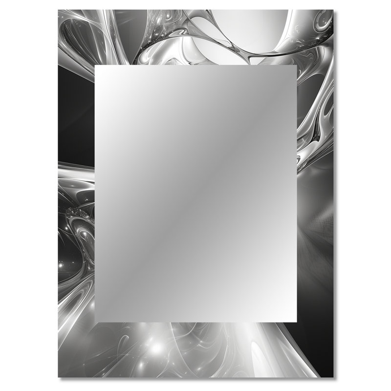 Gris acier noir abstrait Serenade II - miroir abstrait, miroir mural moderne unique, impression d'art en métal, 40 po x 30 po