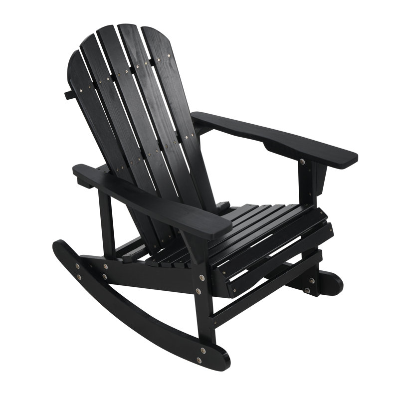 Chaise Adirondack en bois massif Almat, Noir
