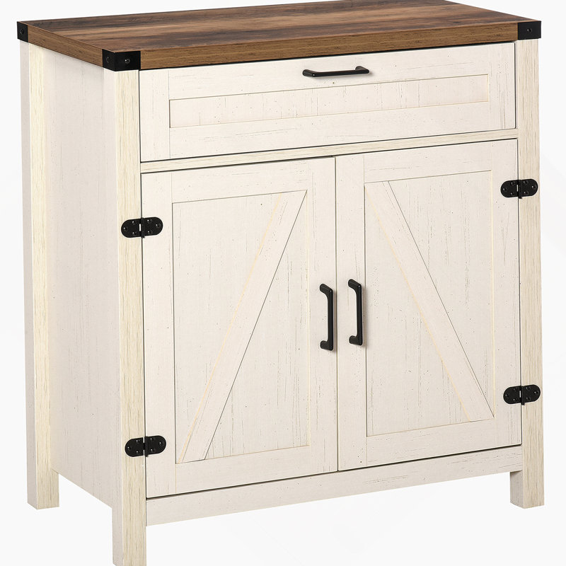 Buffet buffet, armoire de cuisine rustique à 2 portes de grange, armoire d'appoint avec rangement