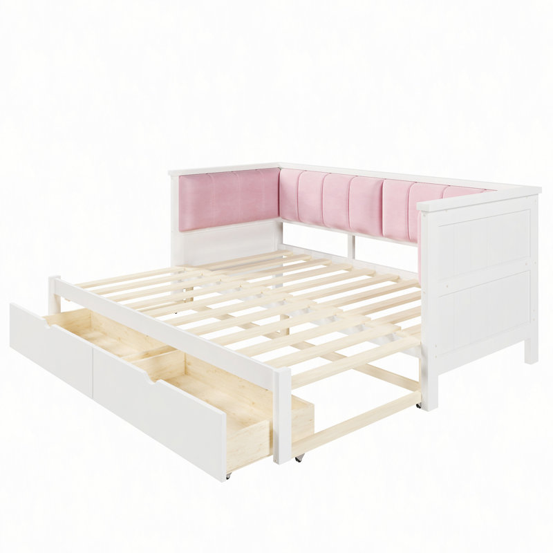 Daybed with Two Storage Drawers and Upholstered Backrest