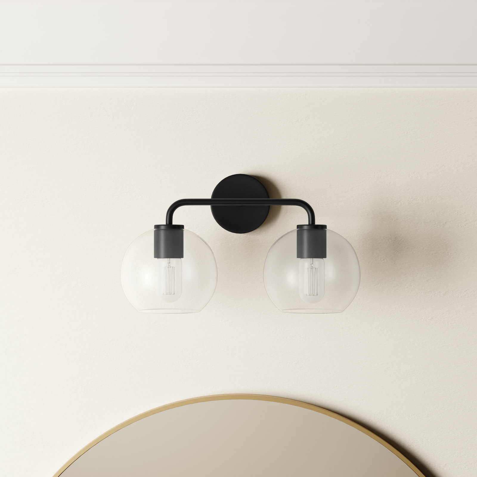 Childerley 2 Light Vanity, Midnight Black, Clear