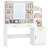 39.3''  Vanity Desk with HD Mirror and Lights,  Makeup Vanity with Power Strip, 3 Drawers and 9 Storage Shelves, Storage Behind the Mirror, Dressing Table with Bedside Table, White