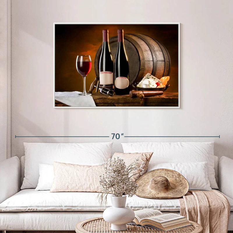 Vin rétro raffiné, Cadre flottant blanc, 43 po x 29 po