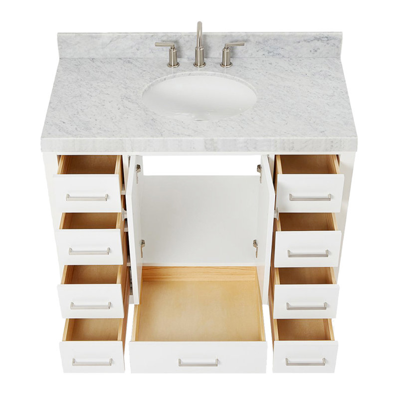 Ensemble de meuble-lavabo simple Cambridge, Ovale, Blanc / nickel brossé, L 42 po