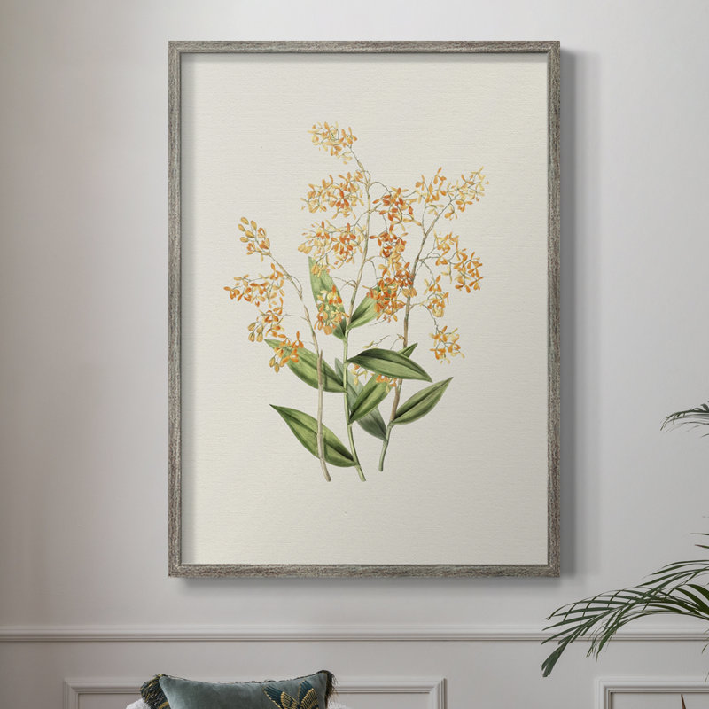 Impression florale vintage encadrée LXII - bois massif, H 15 po x l 12 po