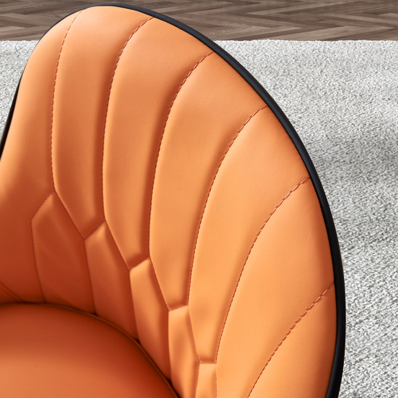 Nadel 18.9'' H Faux Leather Upholstered Side Chair, Orange/Black