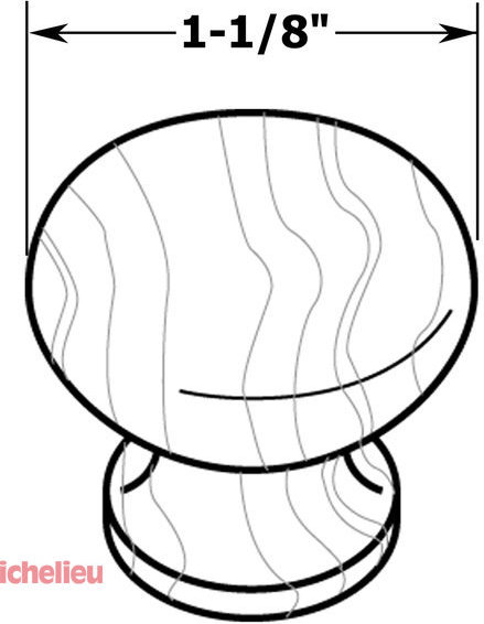 Expression 1 1/8" Diameter Mushroom Knob, Maple & Natural