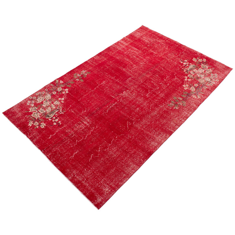 Tapis rouge foncé à transition de couleur 6 pi 9 po x 11 pi 3 po