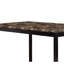 Table en marbre brun pour 4 personnes, avec structure en métal noir, plateau de salle à manger de style transitionnel et construction pour 4 personnes