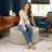 Denka Round Couch Ottoman - Oversized Giant Coffee Table & Foot Rest, 36”, Premium Faux Leather-1353707600