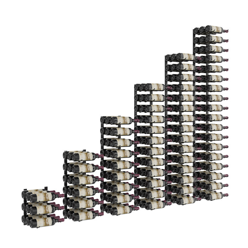 Ensemble de porte-bouteilles mural noir mat pour 189 bouteilles Indurial, H 72 po x l 78 po x P 12 po, Matte Black