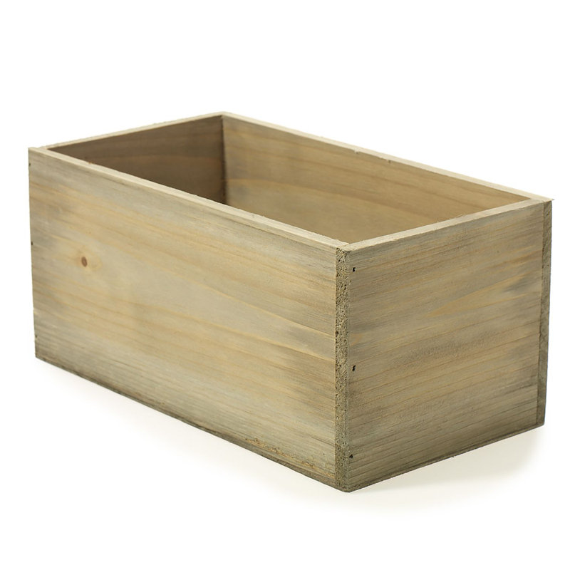 Tariah Handmade Wood Planter Box, Brown, 4.5" H x 9.5" W x 4.5" D