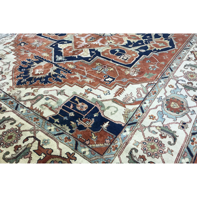 Hand-Knotted High-Quality Red and Beige Area Rug