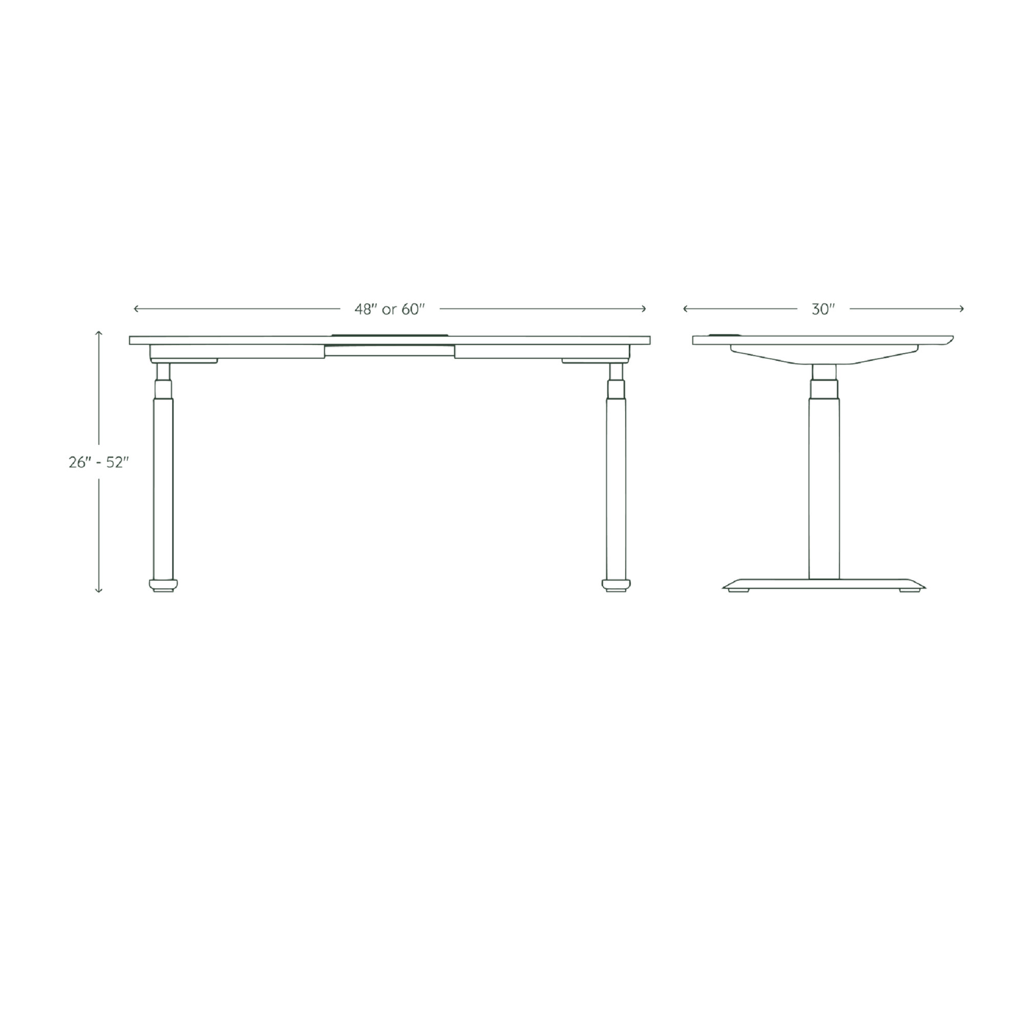 Standing Desk, 52" H x 60" W x 30" D, Fog, White