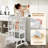 35.4''' Adjustable Kids Toddler Standing Tower With Anti-drop Bar, Anti-tip Kids Kitchen Step Stool-506028864