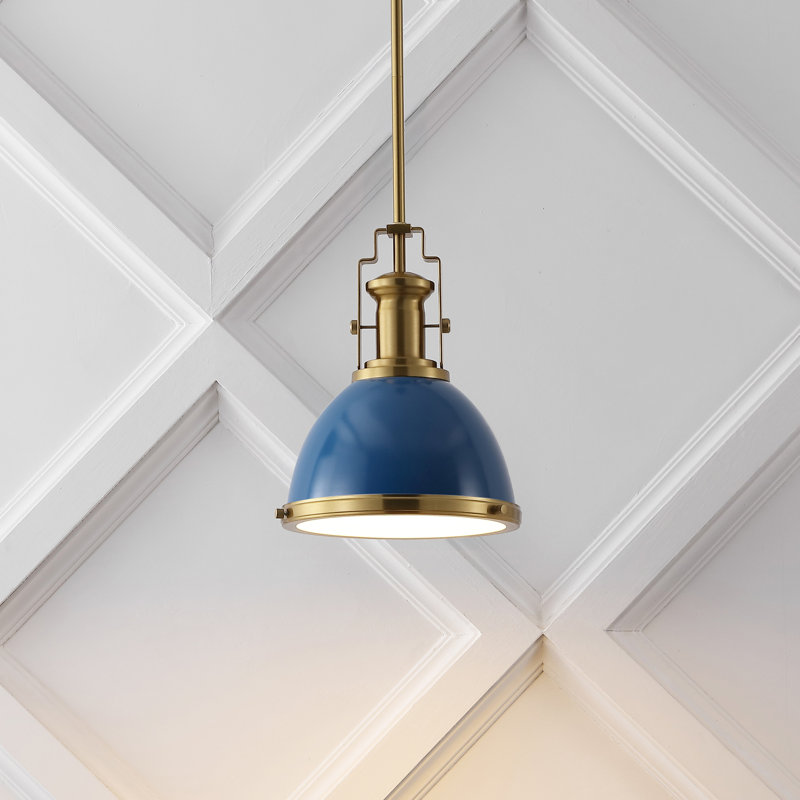 Staub 1 - Light Single Bell Pendant, 12.25" H x 10" W x 10" D, Brass Gold/Navy