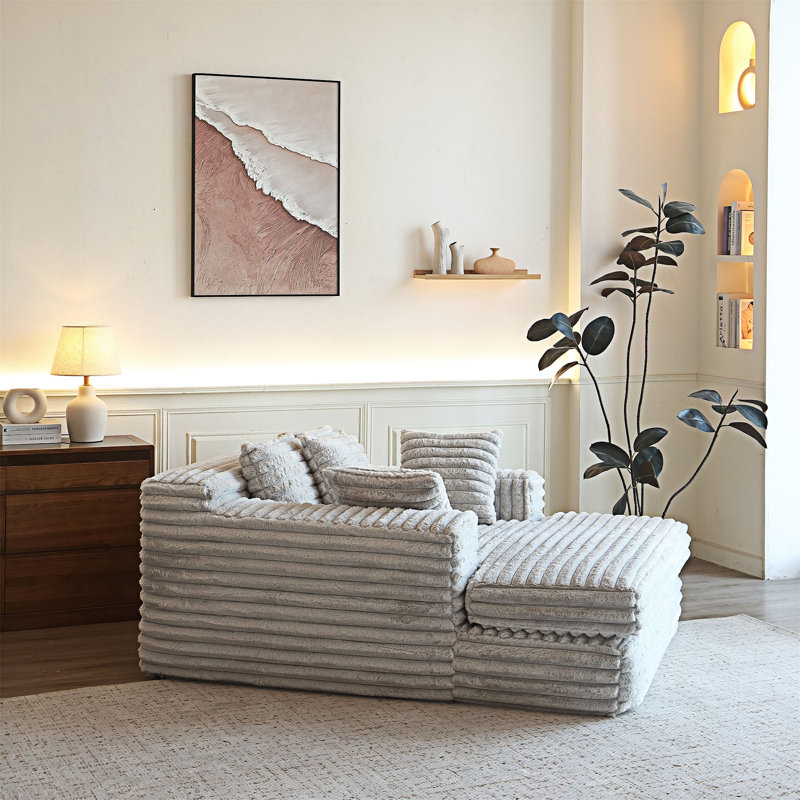 Canapé-lit rembourré Chaise Lounge avec coussins décoratifs, Gris clair