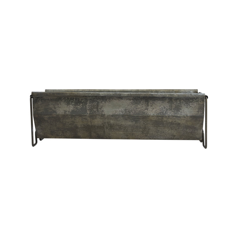 Decorative Metal Trough Container with Distressed Zinc Finish