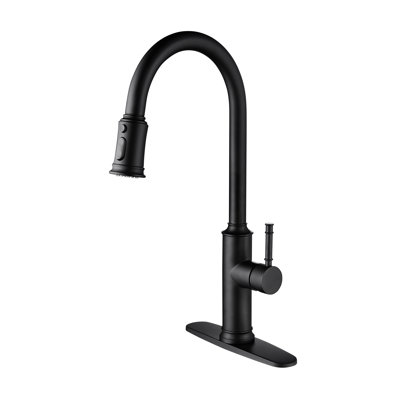 Pull Out Spray Kitchen Faucet - Matte Black Stainless Steel: 360 Rotating Nozzle, Rust Coating Treatment Finish, Single Handle Water Release Adjustment Mechanism With Black: Steel, Rotatable
