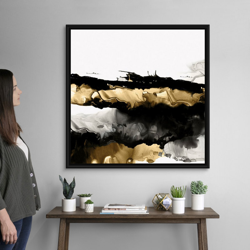 Bruine II - reproduction d'art sur toile, Cadre noir, H 38 po x l 38 po x P 1,75 po