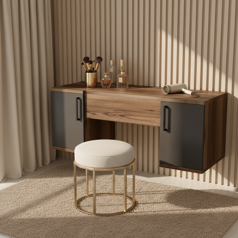 Meuble-lavabo, Noyer clair / anthracite