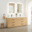 Ensemble de meuble-lavabo double 72 po en chêne délavé avec miroir artificiel blanc Abia
