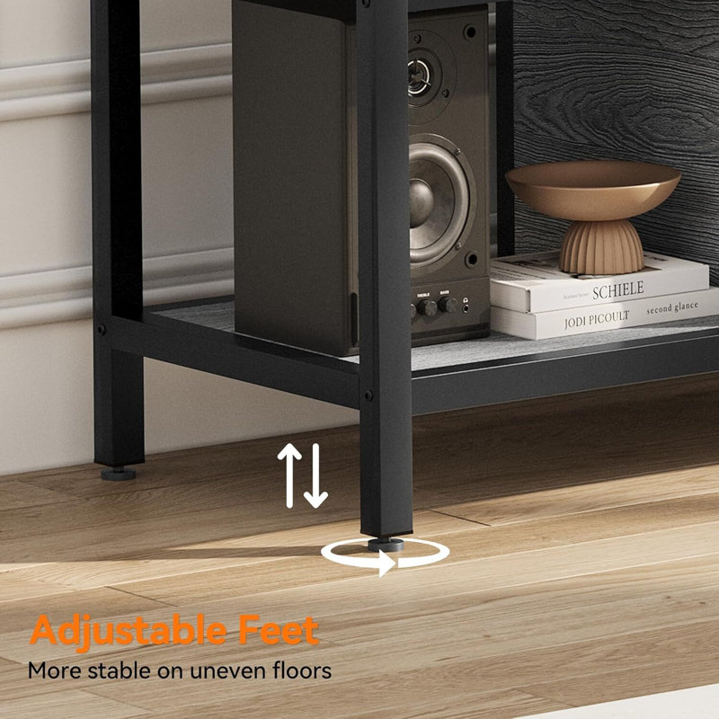 TV Entertainment Center, With Storage Space, Gray, 18.5"H x 58"L x 15.8"W