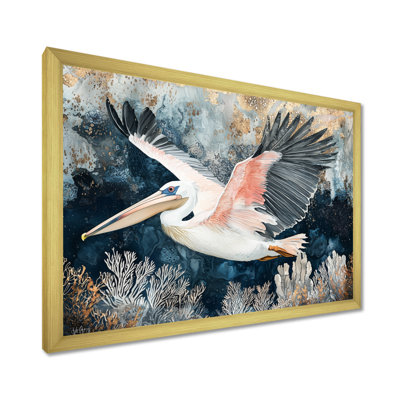 «Audrinna Pelican Flying Above Ocean Landscape», art mural sur toile Pelican