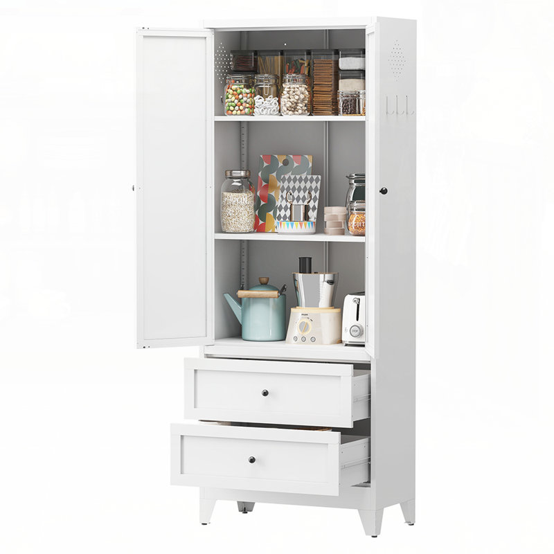 Garde-manger en acier durable avec tablettes réglables et tiroirs spacieux pour un rangement efficace dans la cuisine