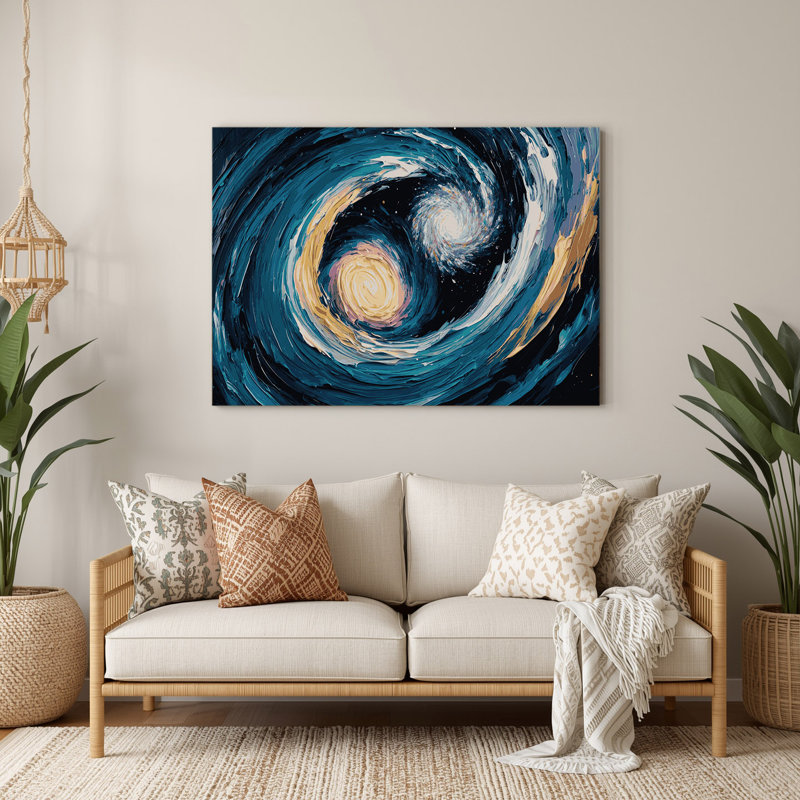 Art mural bleu galaxie espace