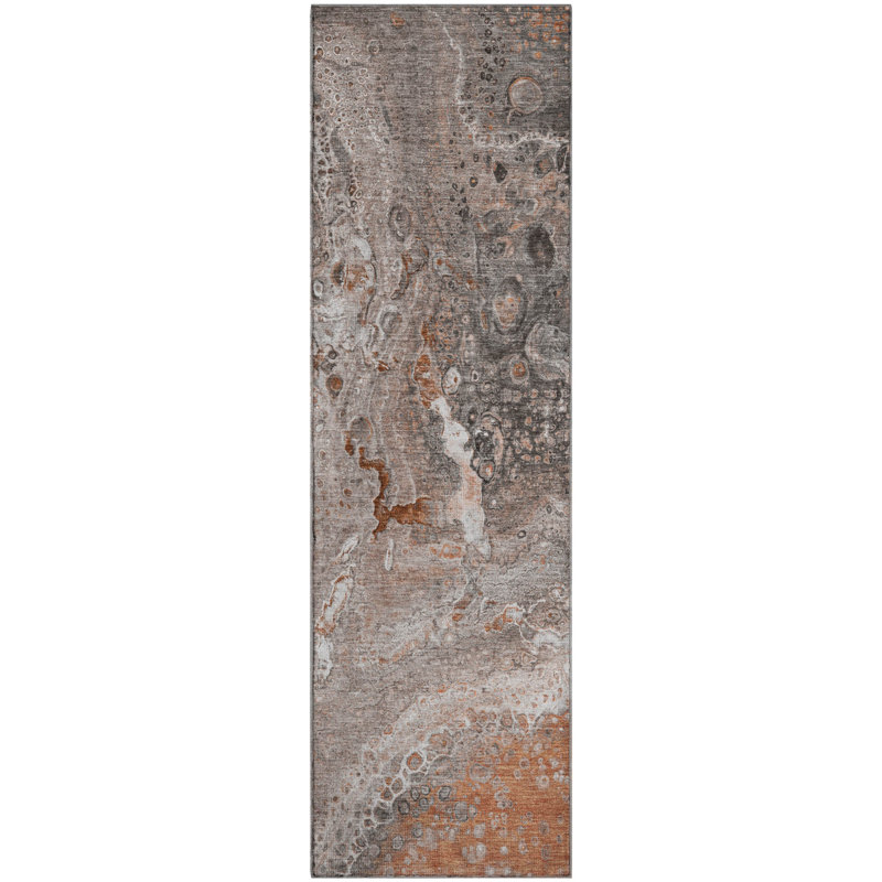 Premium Machine Washable Cerrito AMF588 Terracotta Rug, Runner 2'3" x 7'6"