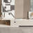 Cogliandro Modern Extendable TV Stand With Faux Marble&Slatted 3 Drawers, Wood Media Console,  Entertainment Center, Cream 