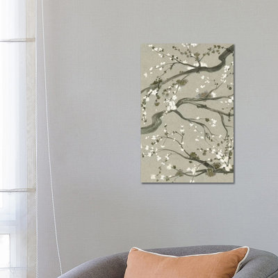 Neutral Cherry Blossoms II 1 Piece Wrapped Canvas Painting