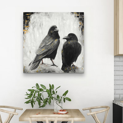 Two crows birds - 32"x32" art on canvas