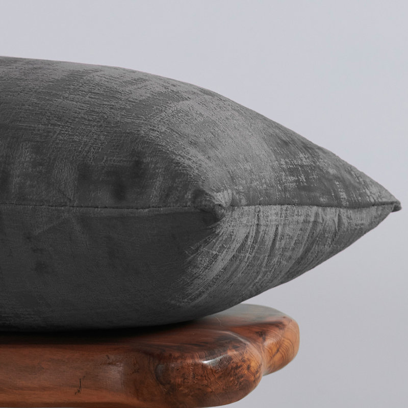 Textured Velvet Textured Rectangular Pillow Cover, Peat