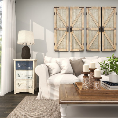 Filomena Wooden Anchor Small Distressed Room Chest with 3 Numbered Drawers and Rope Handles
