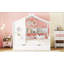 Lit simple en bois avec lit gigogne et tablette de rangement, conception moderne pour chambre d'enfant, blanc-150552498-150552499