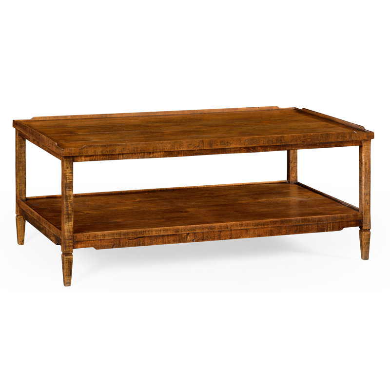 Casually Country Solid Wood Coffee Table, Country Farmhouse Walnut