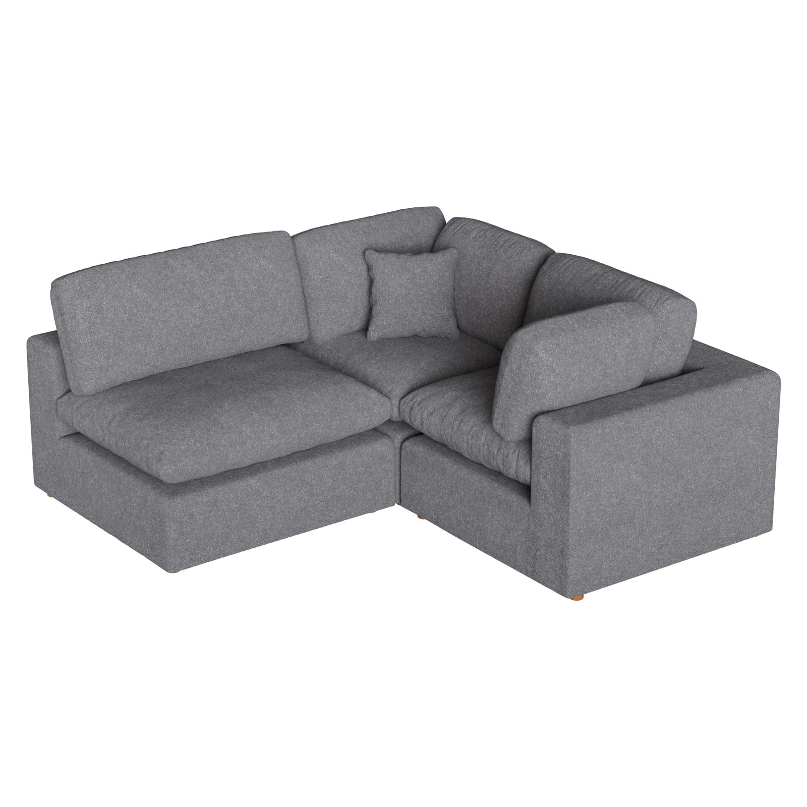Jossa 3-Piece Modular Upholstered Sofa, Gray Chenille
