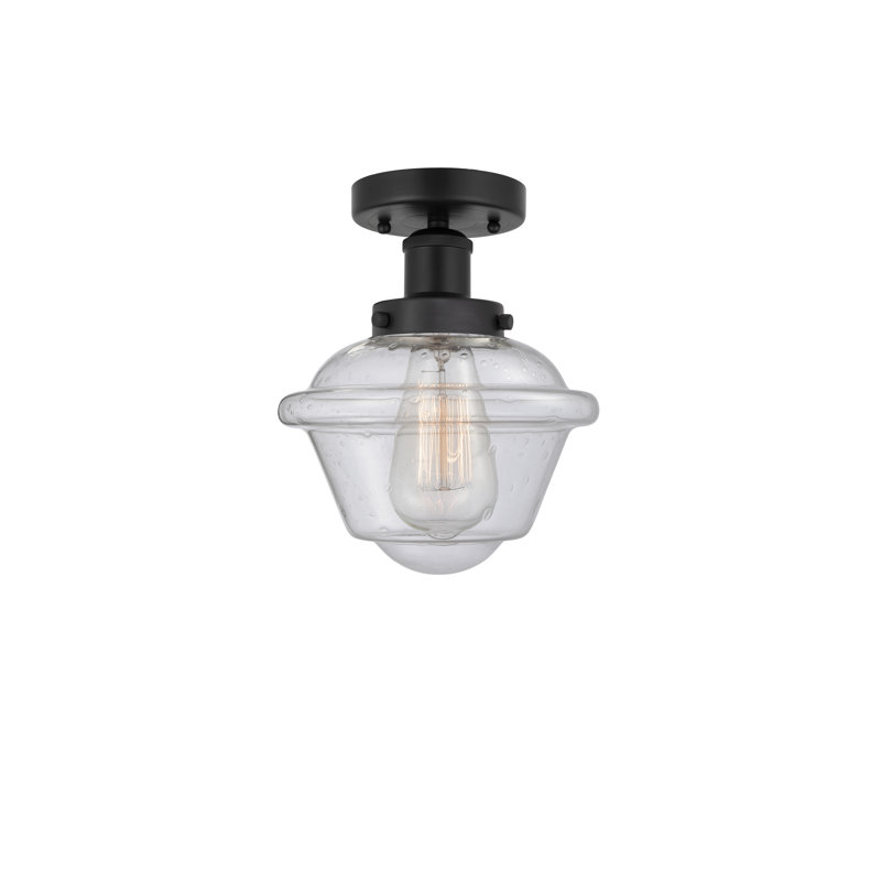 Grourke Glass Semi Flush Mount, Matte Black, Seedy