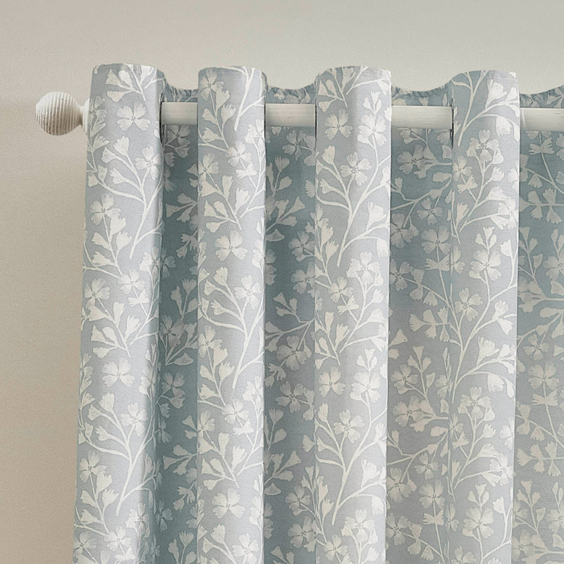 Brooke Floral Lined Eyelet Curtains, Blue, 167.64cm Width x 229cm Drop