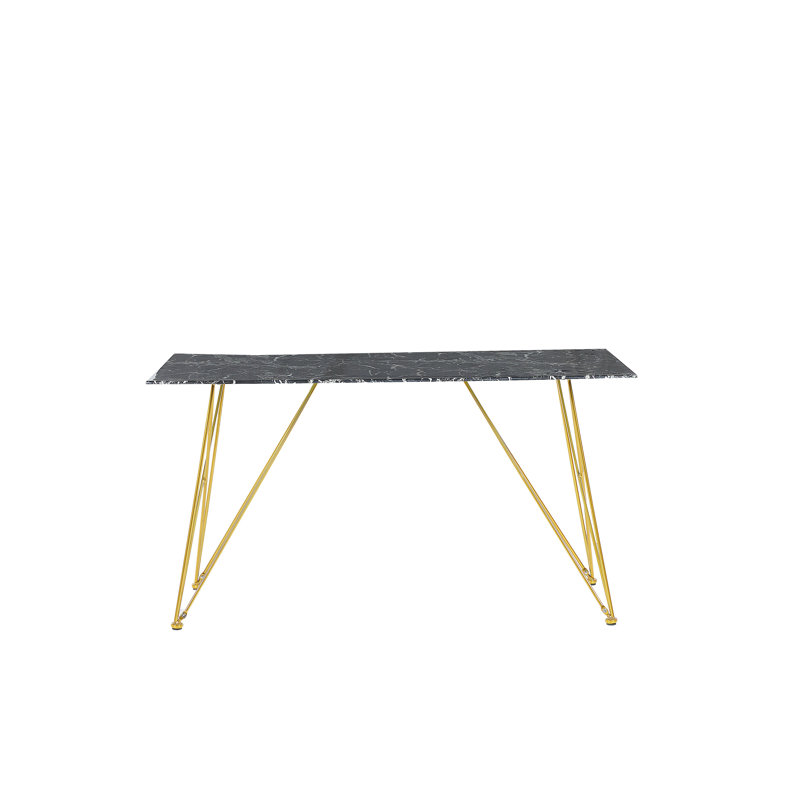 Dennie Glass Top Metal Base Dining Table