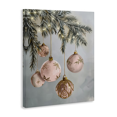 Ornements de Noël suspendus roses sur toile, design par Arlington Prints