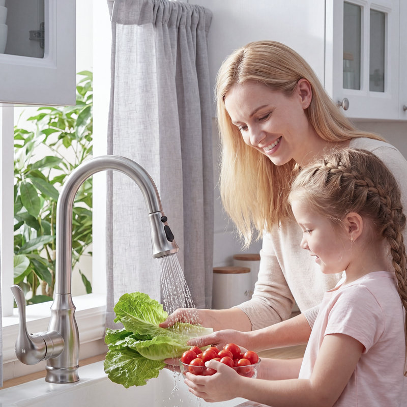 Kitchen Faucet with Pull-Down Sprayer, High Arc Single Handle, 2-Function, Brushed Nickel